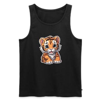 BÉBÉ TIGRE 8 - Débardeur bio Premium Homme - noir - Devant - Michal (187cm)