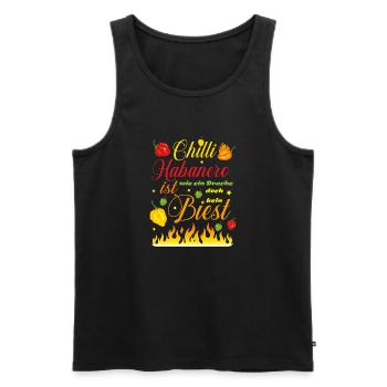 Chilli Habanero is like a dragon but not a beast - Men's Premium Organic Tank Top - black - Front - AI Model Male 178 light (178cm)