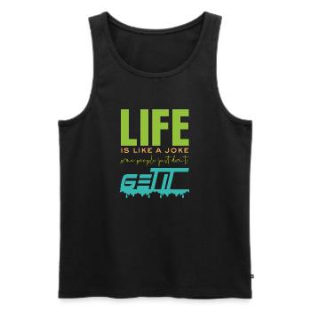 Life is like a joke - funny saying - Men's Premium Organic Tank Top - black - Front - AI Model Male 178 light (178cm)