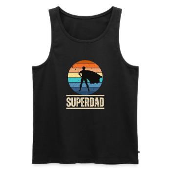 T-shirt rétro vintage « Superdad » - Débardeur bio Premium Homme - noir - Devant - Michal (187cm)