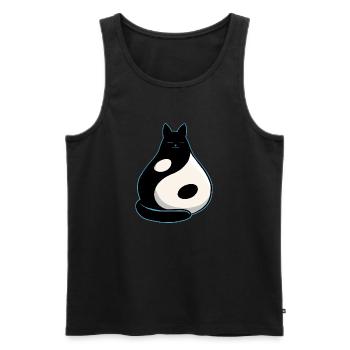Chat YinYang - Débardeur bio Premium Homme - noir - Devant - AI Model Male 178 light (178cm)