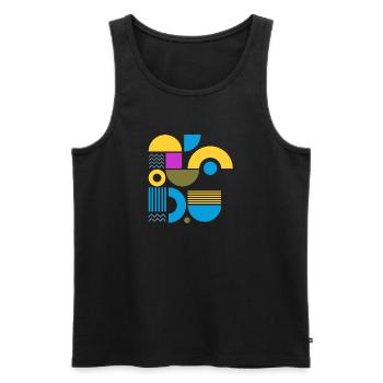 "Modern Look Yellow Blue" - Männer Premium Bio Tank Top - Schwarz - Vorne - Michal (187cm)