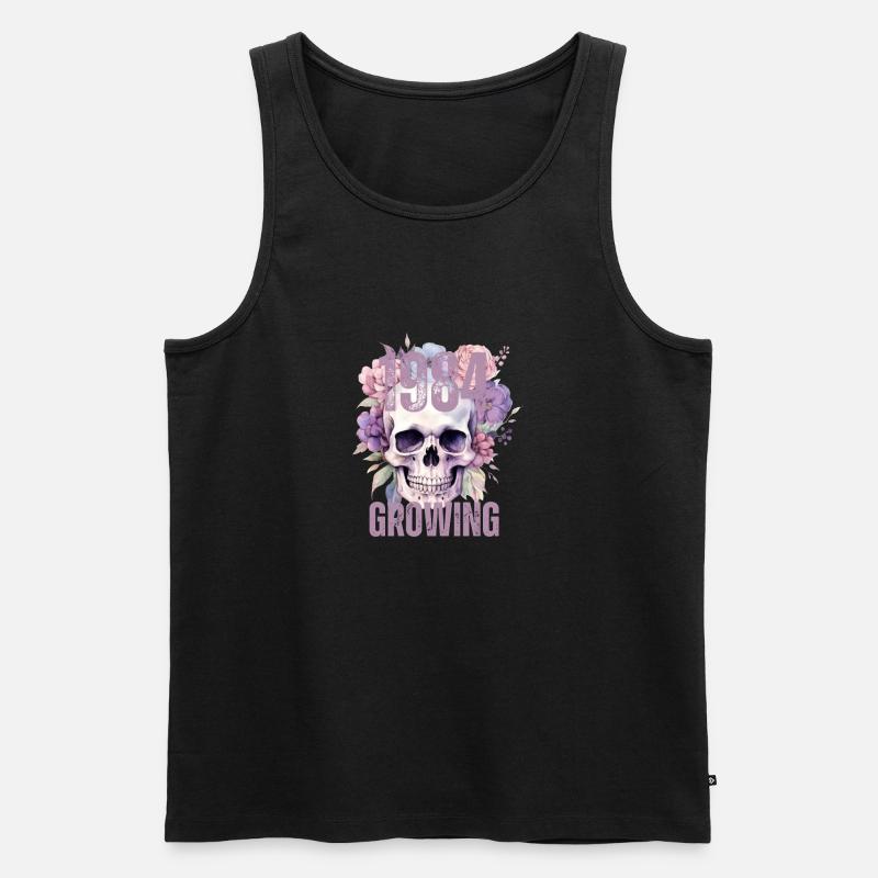Blumenschädel 1984 - Männer Premium Bio Tank Top - Schwarz