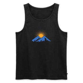 Montagnes avec soleil - Débardeur bio Premium Homme - noir - Devant - AI Model Male 178 light (178cm)