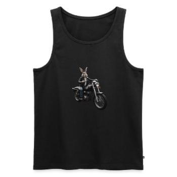 Lapin motard - Débardeur bio Premium Homme - noir - Devant - Michal (187cm)