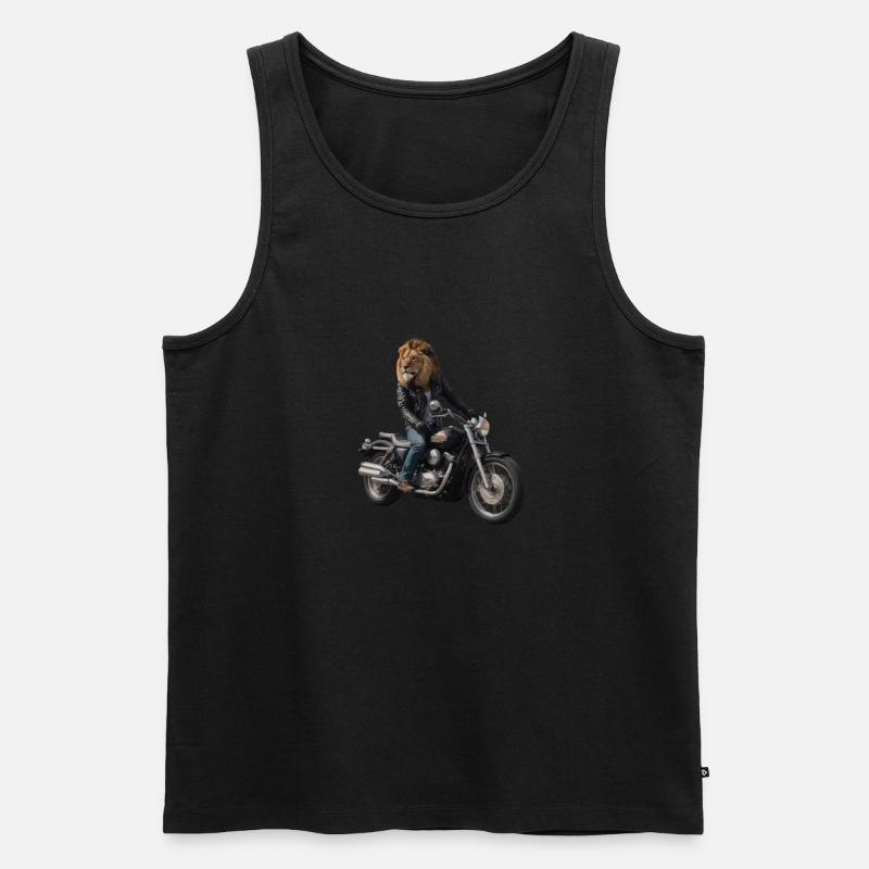 Biker-Löwe - Männer Premium Bio Tank Top - Schwarz