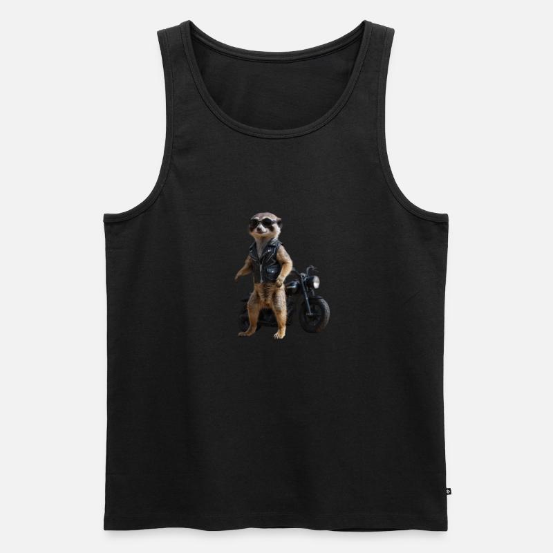 Biker Erdmännchen - Männer Premium Bio Tank Top - Schwarz