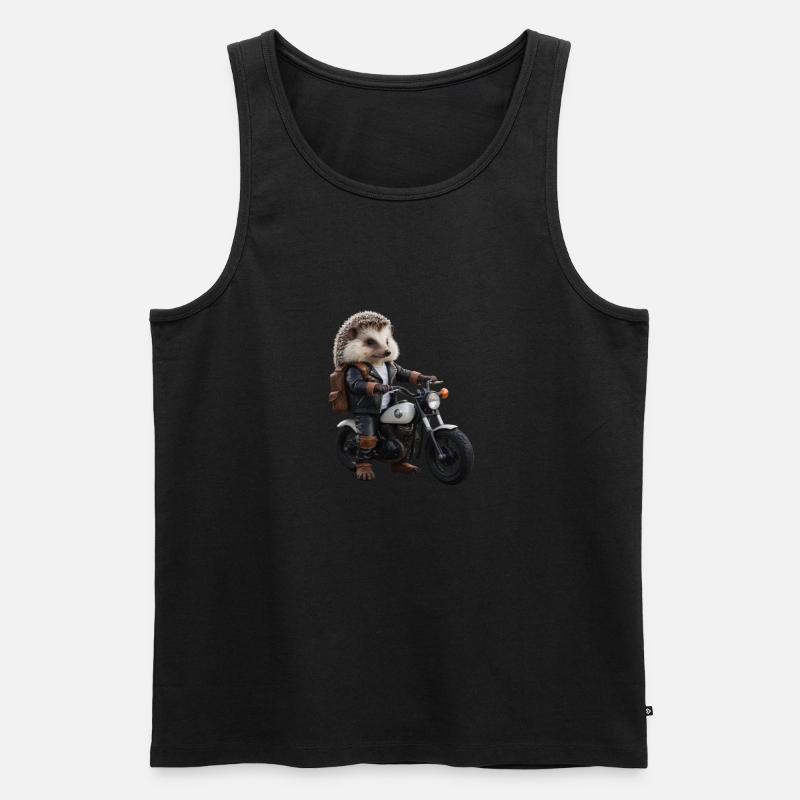 Biker-Igel - Männer Premium Bio Tank Top - Schwarz