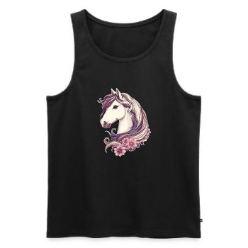Pferd mit Blumen - Männer Premium Bio Tank Top - Schwarz - Vorne - AI Model Male 178 light (178cm)