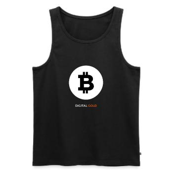 Digital Gold – Bitcoin Inspired Clothing - Men's Premium Organic Tank Top - black - Front - AI Model Male 178 light (178cm)