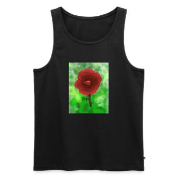 Design numérique fleur rouge et motif nature - Débardeur bio Premium Homme - noir - Devant - Michal (187cm)