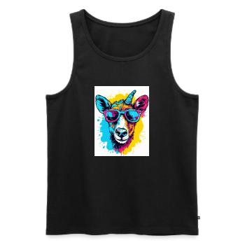 Buntes Tierporträt - Männer Premium Bio Tank Top - Schwarz - Vorne - AI Model Male 178 light (178cm)