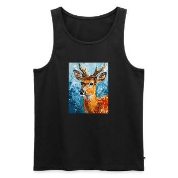 Image de cerf - Débardeur bio Premium Homme - noir - Devant - AI Model Male 178 light (178cm)