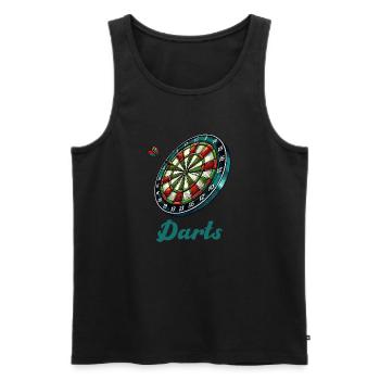 Dartboard Darts - Men's Premium Organic Tank Top - black - Front - AI Model Male 178 light (178cm)
