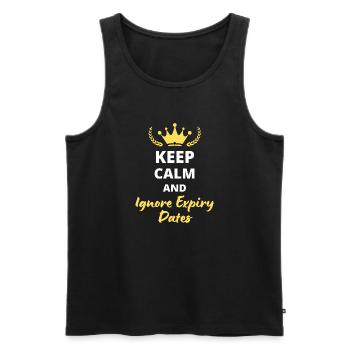 Keep Calm and Ignore Expiry Dates - Débardeur bio Premium Homme - noir - Devant - AI Model Male 178 light (178cm)