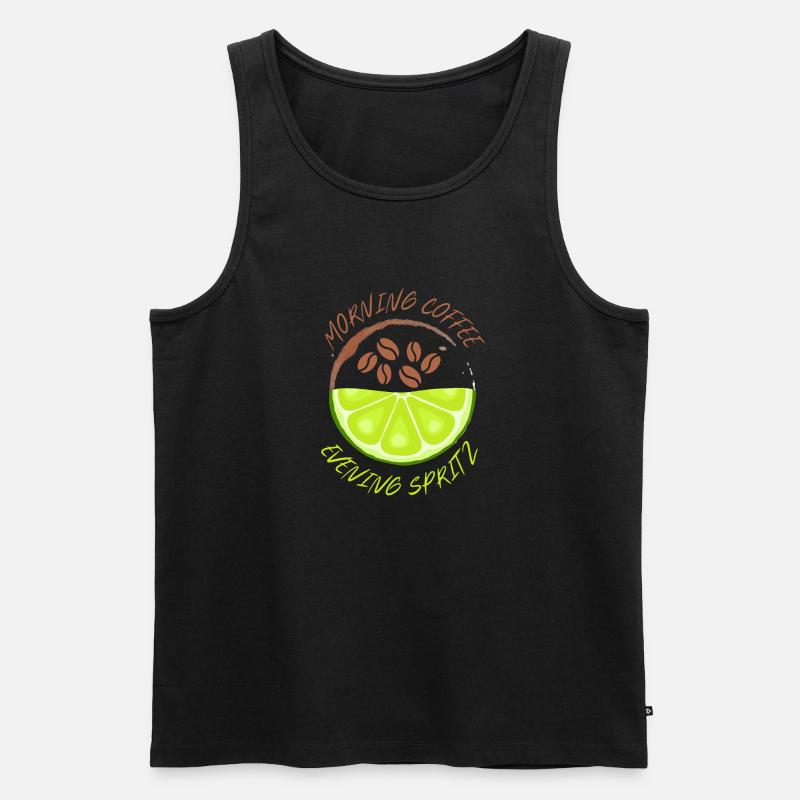 Morning Coffee Evening Spritz - Männer Premium Bio Tank Top - Schwarz