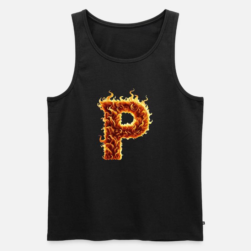 p buchstabe feuer - Männer Premium Bio Tank Top - Schwarz