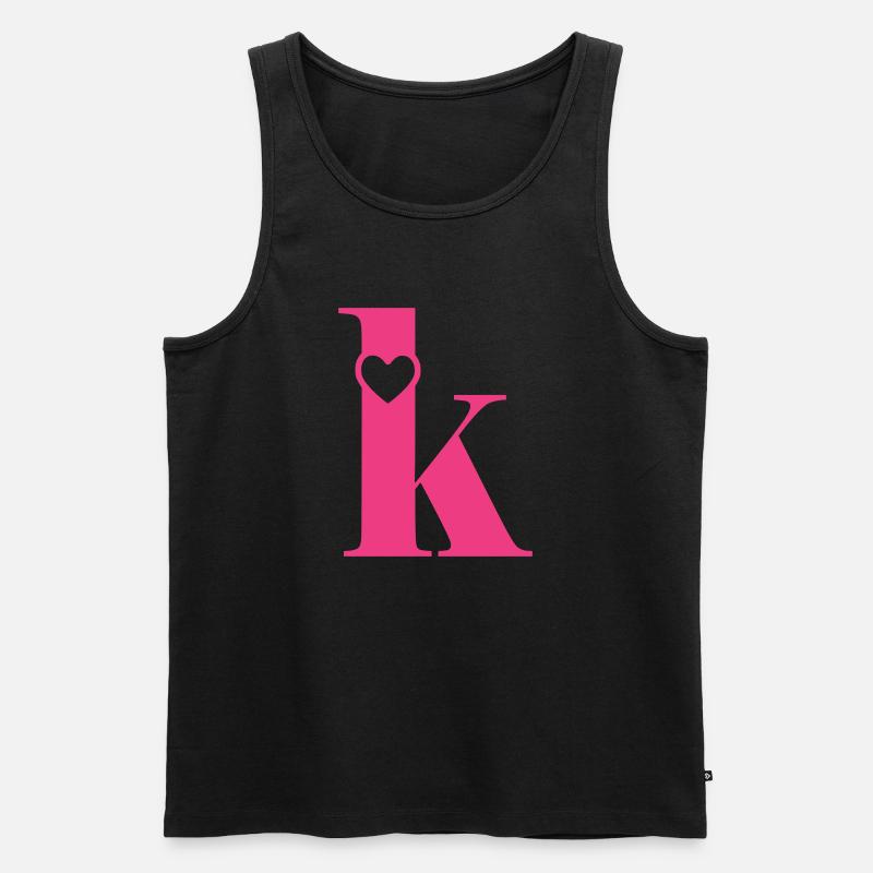 Buchstabe k Anfangsbuchstabe mit Herz - Männer Premium Bio Tank Top - Schwarz