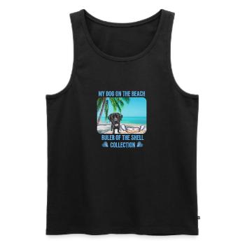 Mon chien sur la plage - Débardeur bio Premium Homme - noir - Devant - AI Model Male 178 light (178cm)