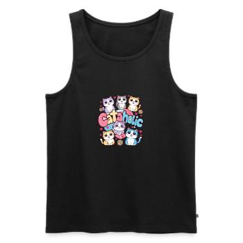 Cat Kitten Cartoon Gift - Men's Premium Organic Tank Top - black - Front - Michal (187cm)