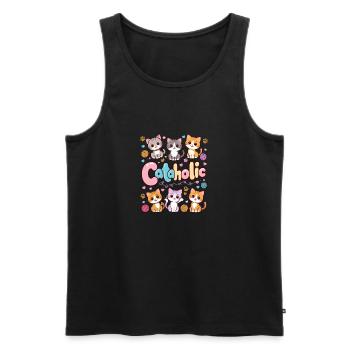 Chaton Chaton Mignon Cadeau - Débardeur bio Premium Homme - noir - Devant - Michal (187cm)