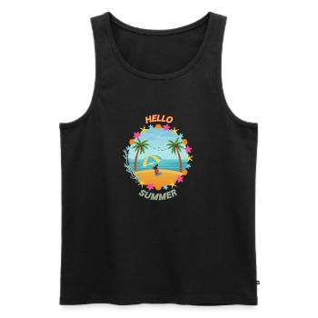 Hallo Sommer - Männer Premium Bio Tank Top - Schwarz - Vorne - Michal (187cm)