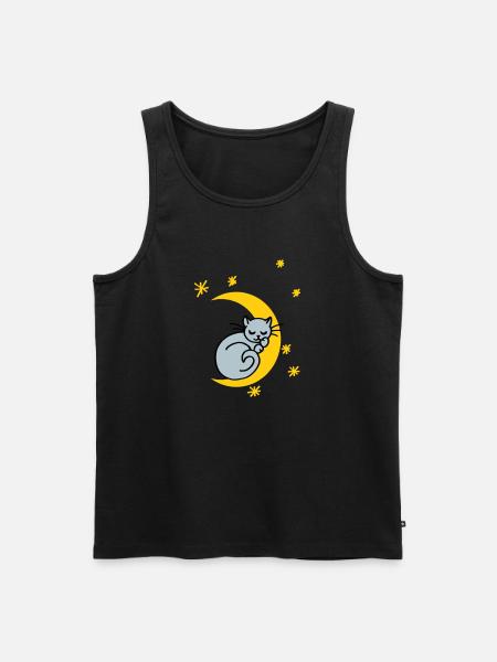 Mondkatze - Männer Premium Bio Tank Top - Schwarz