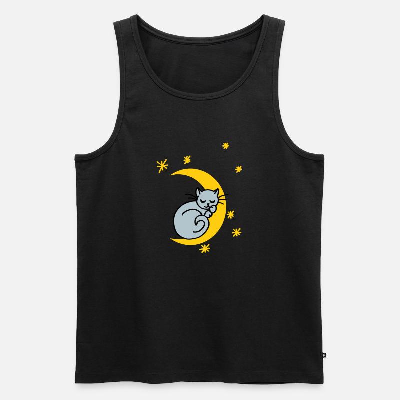 Mondkatze - Männer Premium Bio Tank Top - Schwarz