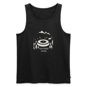 ADVENTURE AWAITS WHITE - Men's Premium Organic Tank Top - black - Front - Michal (187cm)