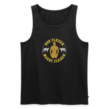 "Nur Fleisch macht Fleisch" Fitness, Kraftsport - Männer Premium Bio Tank Top - Schwarz - Vorne - Michal (187cm)