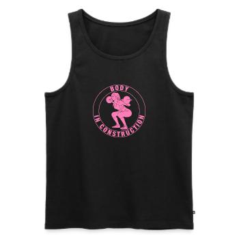 Fitness Sportlerin, Kniebeugen, Rosa - Männer Premium Bio Tank Top - Schwarz - Vorne - Michal (187cm)