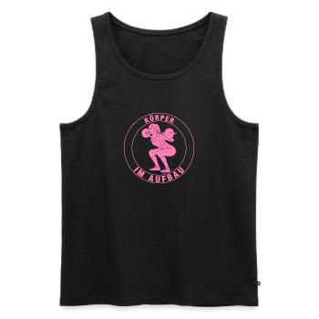 Fitness Sportlerin, Kniebeugen, Rosa - Männer Premium Bio Tank Top - Schwarz - Vorne - Michal (187cm)