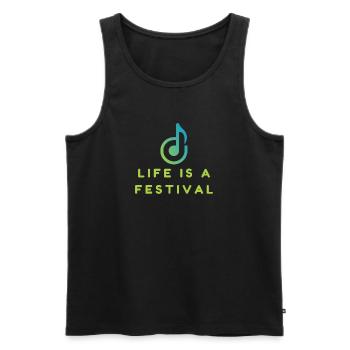 Life is a festival - Men's Premium Organic Tank Top - black - Front - AI Model Male 178 light (178cm)