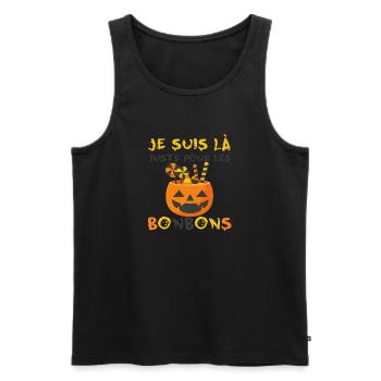 Ich bin nur wegen der Halloween-Süßigkeiten hier - Männer Premium Bio Tank Top - Schwarz - Vorne - Michal (187cm)