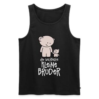 Der weltbeste kleine Bruder - Teddy Geschwister - Männer Premium Bio Tank Top - Schwarz - Vorne - Michal (187cm)