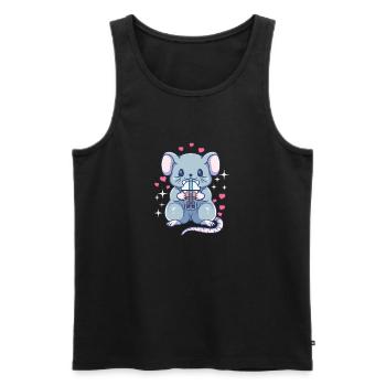 Kawaii Ratte Baby Maus Boba Tee Bubble Tea Mädchen - Männer Premium Bio Tank Top - Schwarz - Vorne - AI Model Male 178 light (178cm)