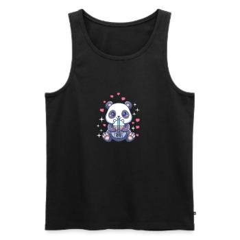 Kawaii Panda Baby Bär Boba Tee Blase Tee Mädchen - Männer Premium Bio Tank Top - Schwarz - Vorne - AI Model Male 178 light (178cm)