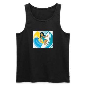 Fun Surf Aufkleber - Männer Premium Bio Tank Top - Schwarz - Vorne - AI Model Male 178 light (178cm)