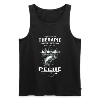 Pas Besoin de Thérapie, Besoin d'Aller à la Pêche - Débardeur bio Premium Homme - noir - Devant - Michal (187cm)