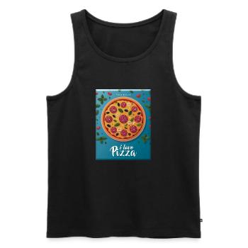 I love Pizza - Men's Premium Organic Tank Top - black - Front - AI Model Male 178 light (178cm)