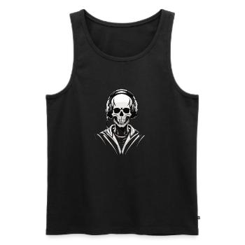Skelleton DJ direct view - Männer Premium Bio Tank Top - Schwarz - Vorne - Michal (187cm)