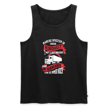 LKW-Fahrer - Mit Lastwagen spielen - Männer Premium Bio Tank Top - Schwarz - Vorne - Michal (187cm)