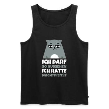Nachtschicht, Schichtdienst, Nachtdienst, Funshirt - Männer Premium Bio Tank Top - Schwarz - Vorne - Michal (187cm)