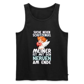 Suche Schutzengel Nerven - Männer Premium Bio Tank Top - Schwarz - Vorne - AI Model Male 178 light (178cm)