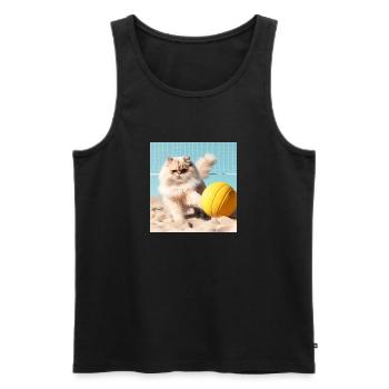 Persian cat Negan plays beach volleyball - Men's Premium Organic Tank Top - black - Front - Michal (187cm)