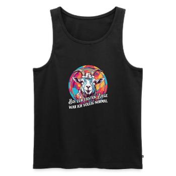 Bis zur ersten Ziege war ich völlig normal - Männer Premium Bio Tank Top - Schwarz - Vorne - Michal (187cm)