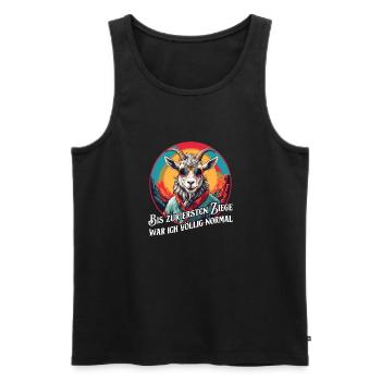 Bis zur ersten Ziege war ich völlig normal - Männer Premium Bio Tank Top - Schwarz - Vorne - Michal (187cm)