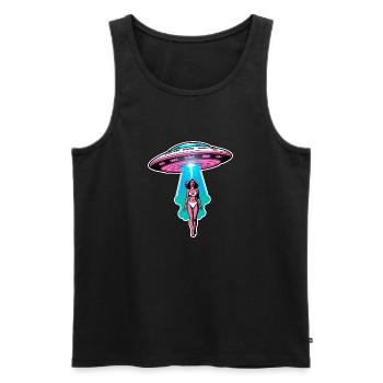 Une femme est victime d’un enlèvement extraterrestre par un OVNI. - Débardeur bio Premium Homme - noir - Devant - Michal (187cm)