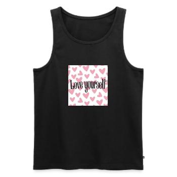 Love yourself - Men's Premium Organic Tank Top - black - Front - Michal (187cm)