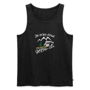 Je m en fou j'me barre en camping car, humour - Débardeur bio Premium Homme - noir - Devant - AI Model Male 178 light (178cm)